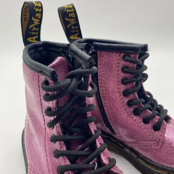Dr. Martens Pink Sparkle Eye Glitter Ankle Boot Combat Boot Moto Toddler size 7 - Picture 7 of 9